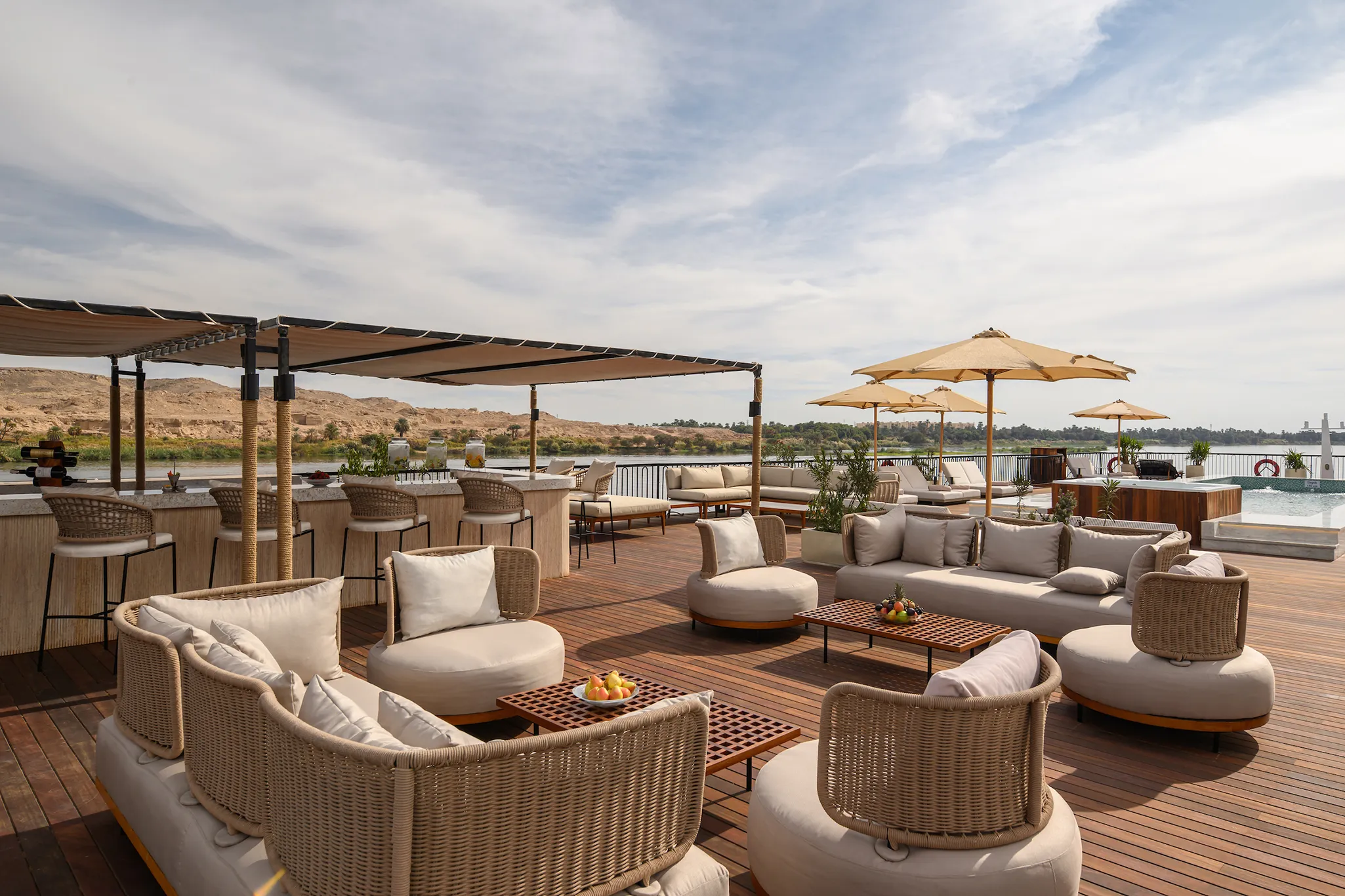 Sun deck of the Le Fayan Suites Nile Cruise Nile cruise